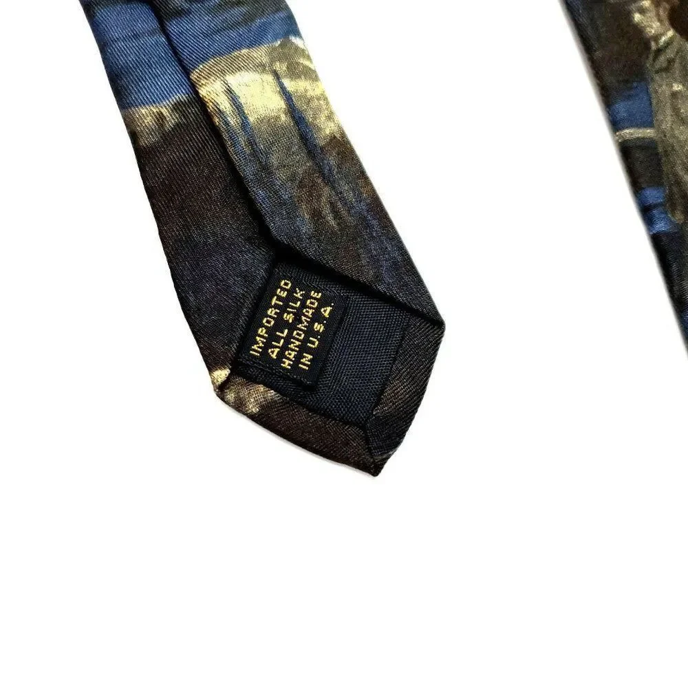 JL Roberts Silk Tie Golf Novelty‎ Print Blue